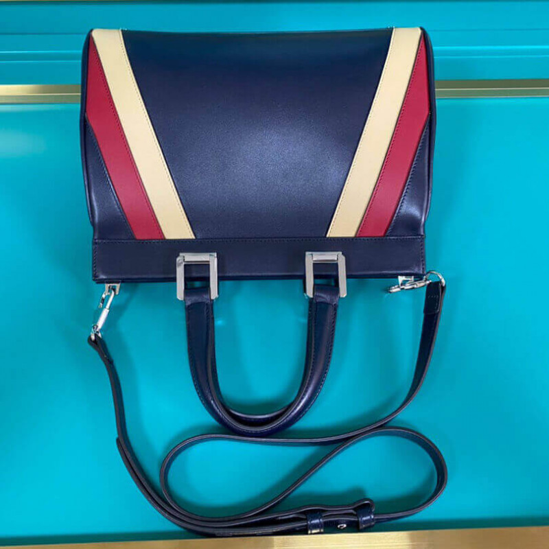 Replica Gucci Zumi Smooth Leather With Stripes Small Top Handle Bag 569712