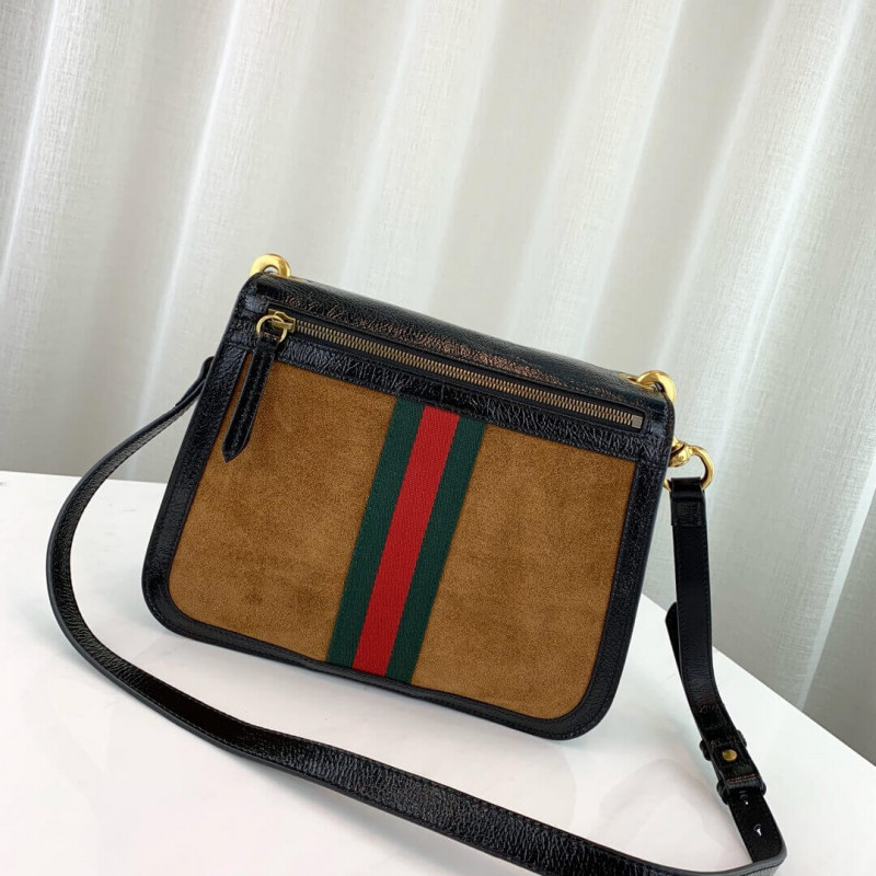 Replica Gucci Ophidia Web Suede Saddle Bag 523658