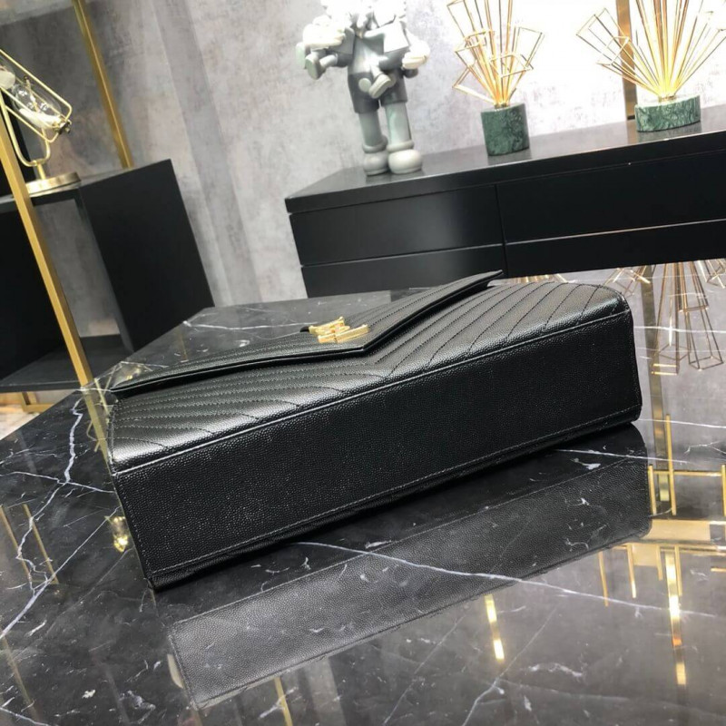 Replica Saint Laurent Grain Leather Large Envelope Chain Bag 396910 Black