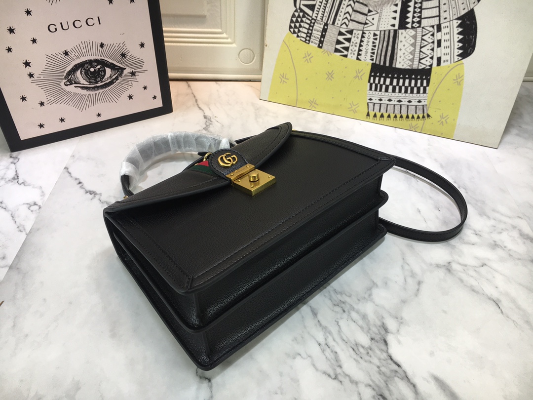 Replica Gucci Ophidia Small Top Handle Bag With Web Black/White