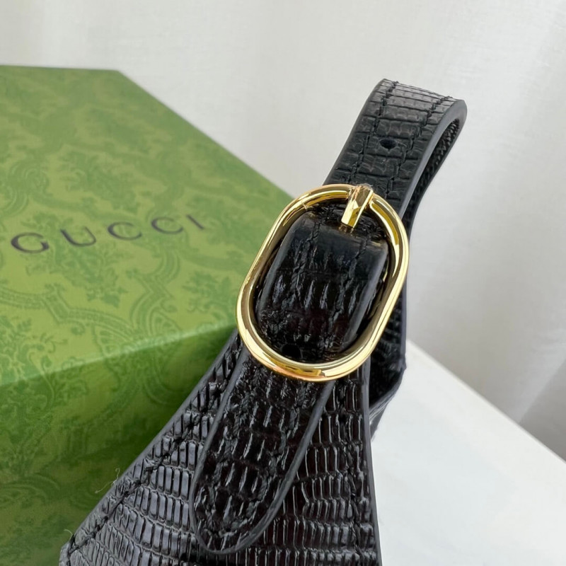 Replica Gucci Jackie 1961 Mini Crystal Gg Lizard Bag 677027 Black