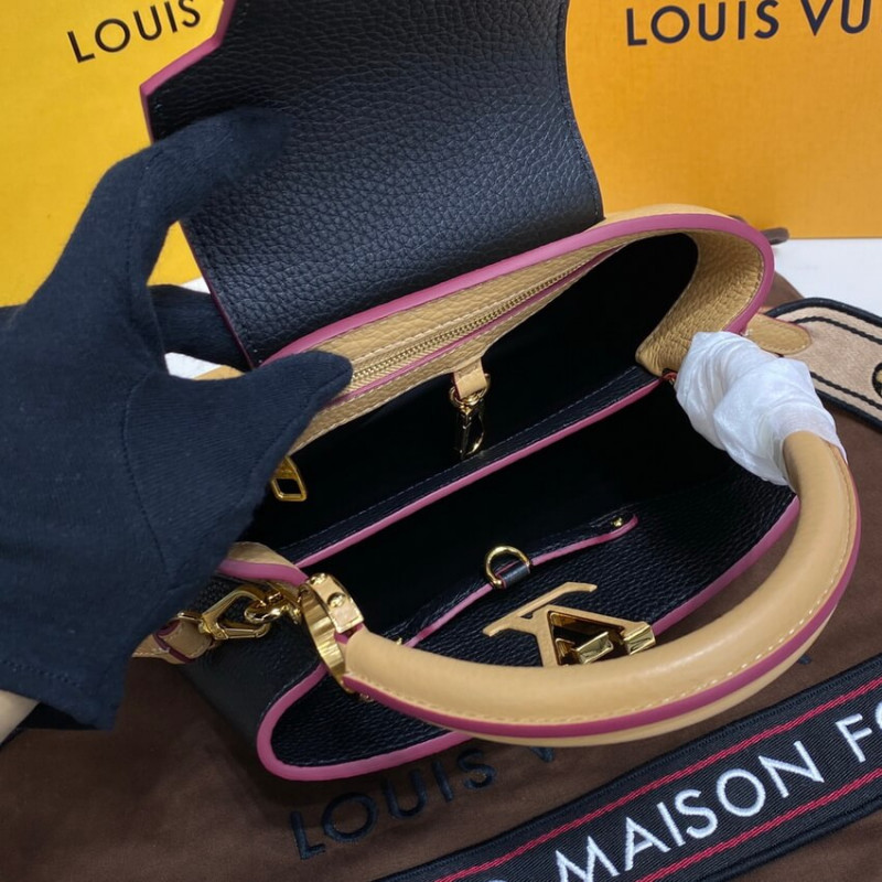 Replica Louis Vuitton Capucines Bb M59061 Black/Arizona Beige