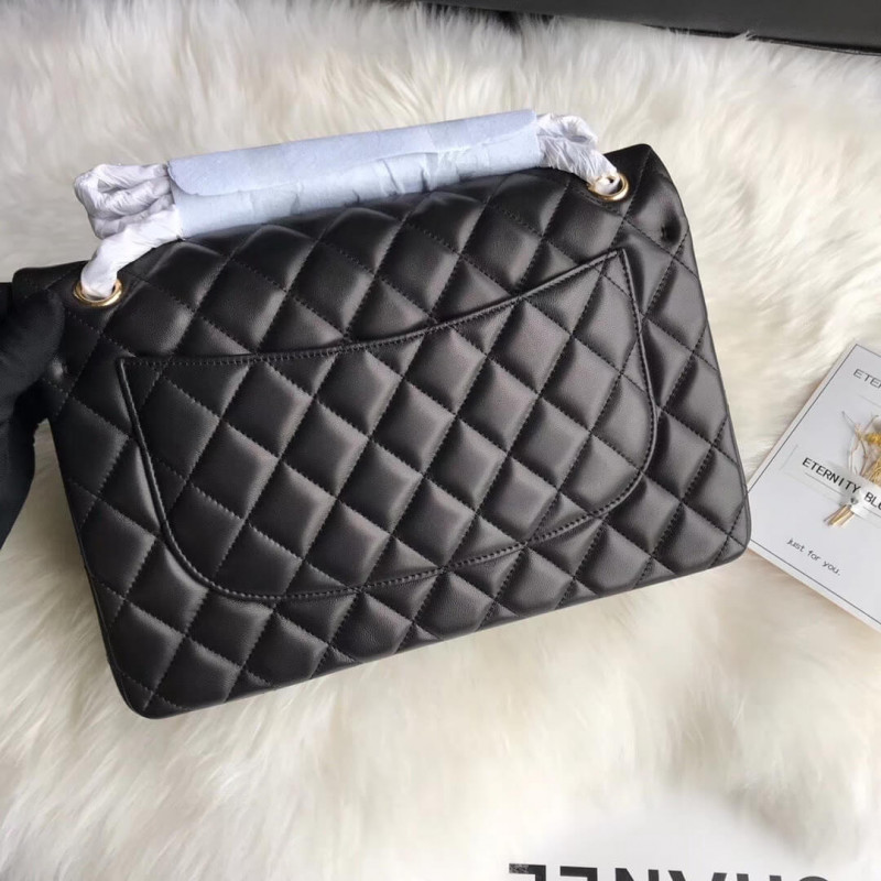 Replica Chanel Lambskin 30Cm Classic Flap Bag A1113 Black
