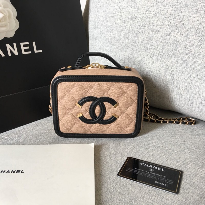 Replica Chanel Quilted Caviar Small Vanity Case A93342