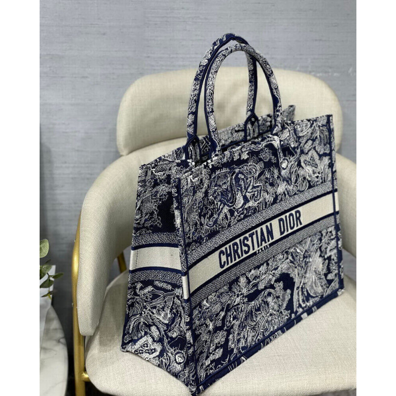 Replica Dior Book Tote Blue Toile De Jouy Reverse Embroidery M1286