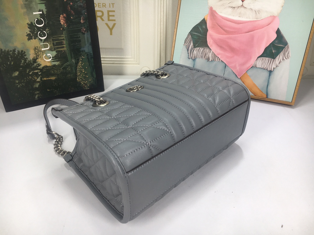 Replica Gucci Marmont Small Tote Bag- Brown/Gray/White