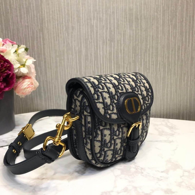 Replica Christian Dior Small Dior Bobby Bag In Blue Dior Oblique Jacquard M9317