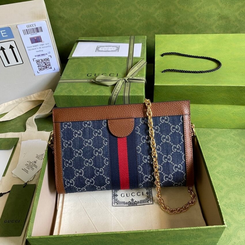Replica Gucci Ophidia Gg Small Shoulder Bag 503877 In Blue Demin