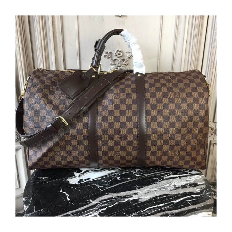 Replica Louis Vuitton Damier Ebene Canvas Keepall Bandouliere 50 N41427