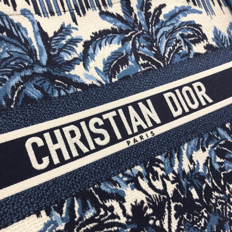 Replica Dior Book Tote In Blue Palms Embroidery M1286