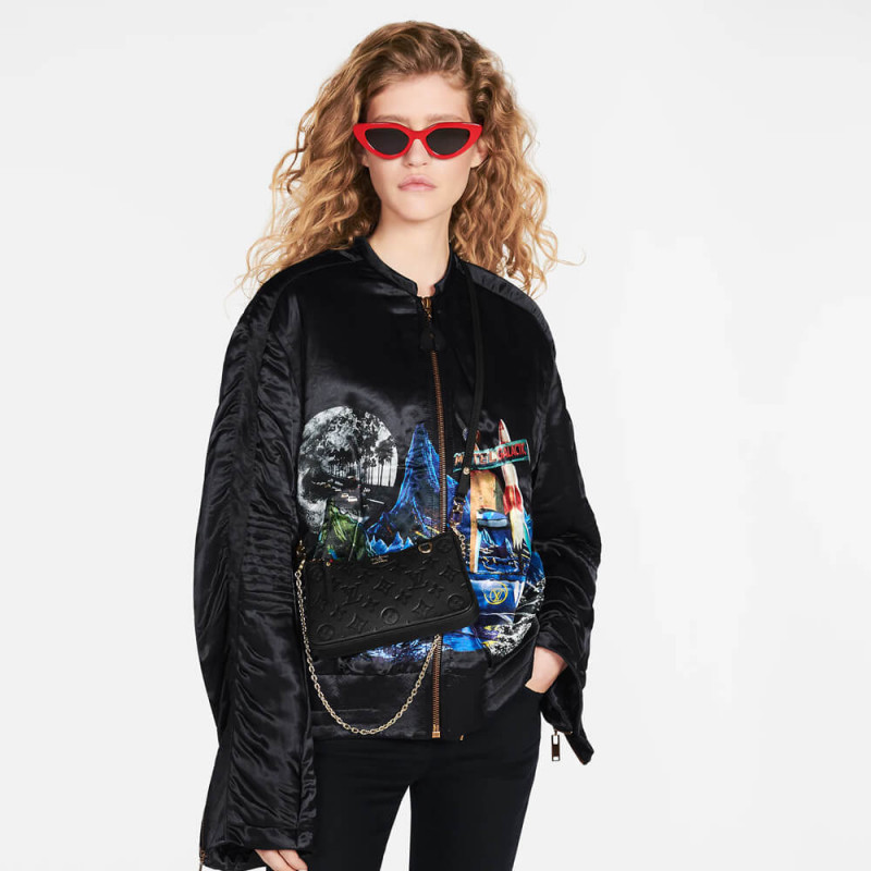 Replica Louis Vuitton Monogram Empreinte Easy Pouch On Strap M80349 Black