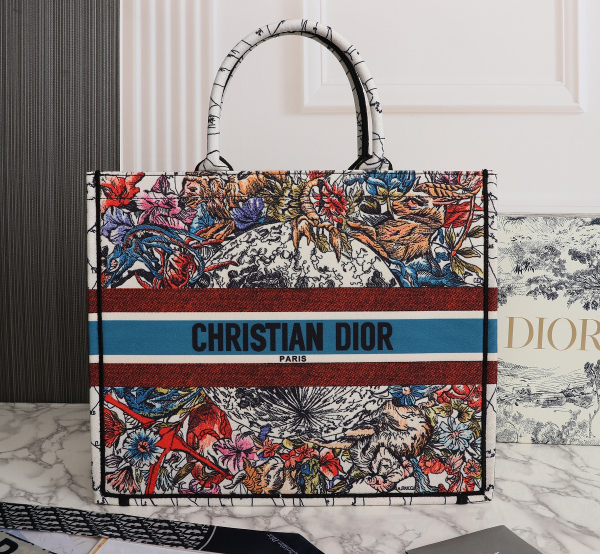Replica Dior Latte Multicolor Medium/Large Book Tote- 36/42Cm