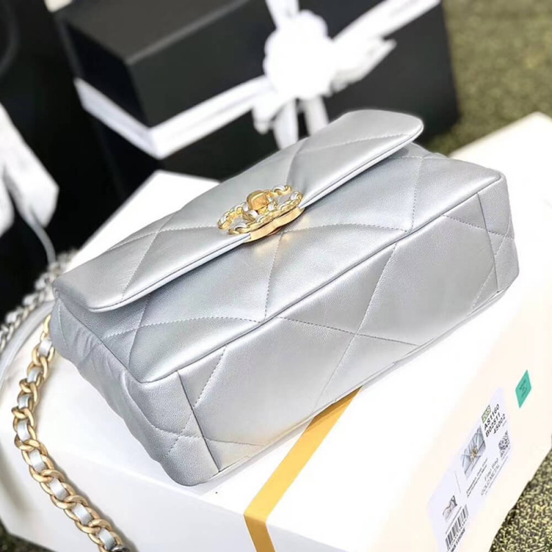Replica Chanel 19 Flap Bag As1160 Silver