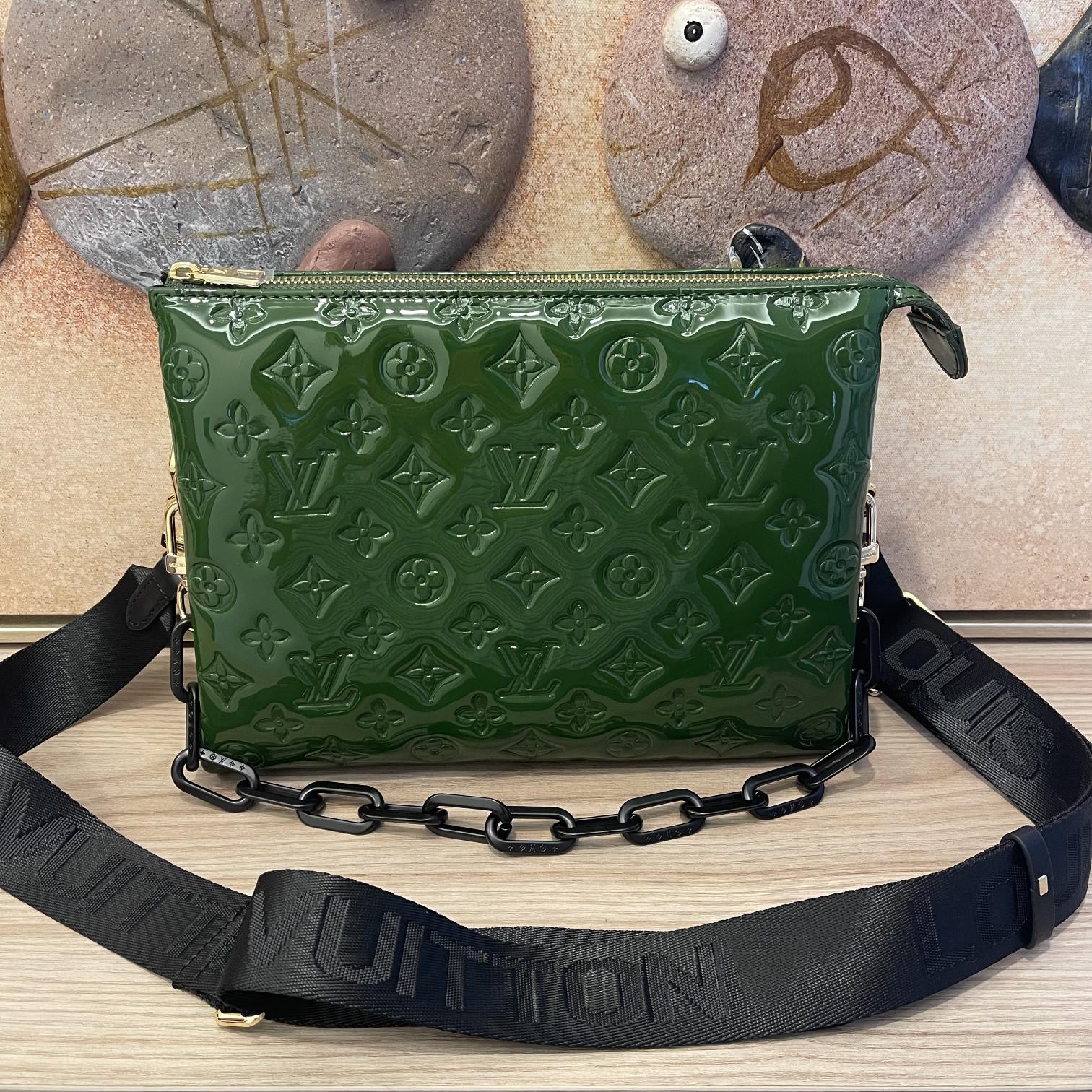 Replica Louis Vuitton Coussin Pm Patent Leather- Black/Green