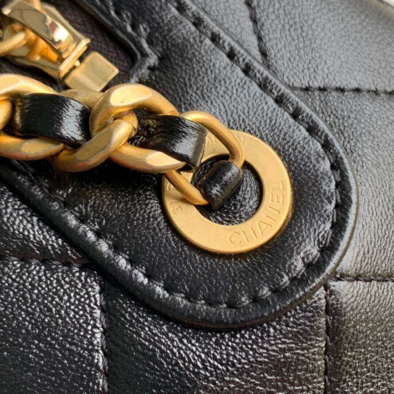 Replica Chanel Shiny Lambskin Small Bowling Bag As1899