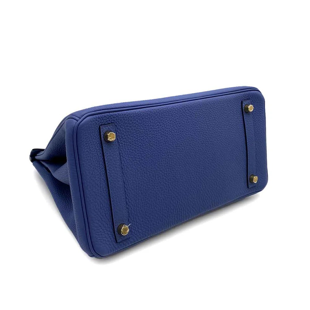 Hermes Birkin 30 Togo Blue Electric D Engraved Handbag