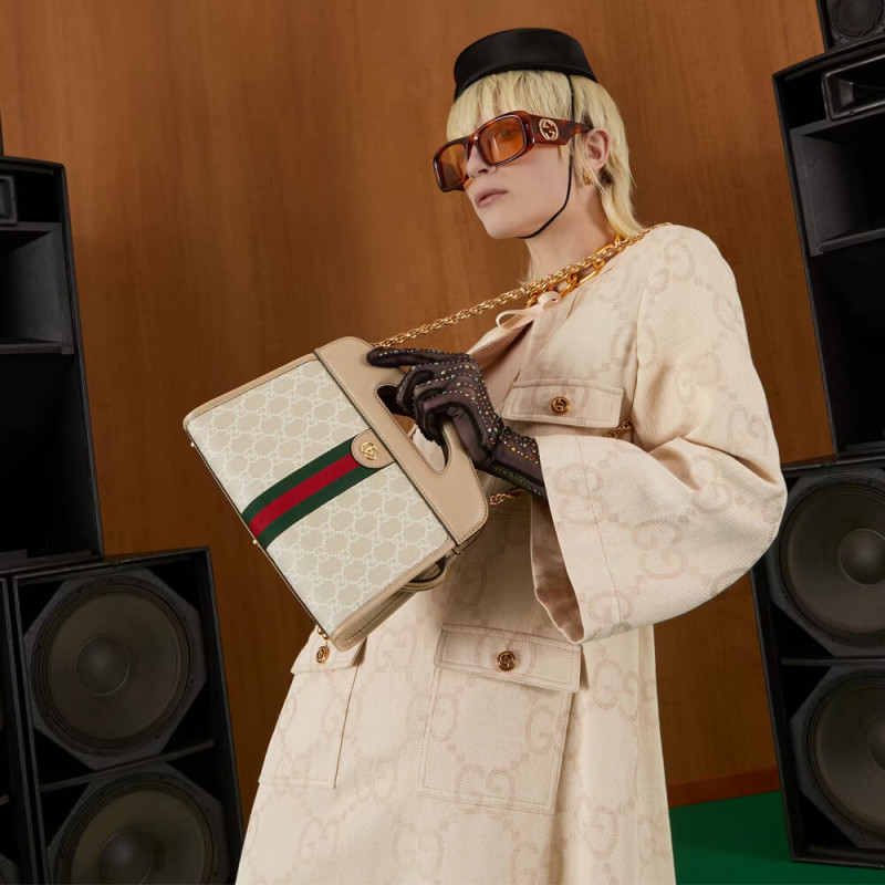 Replica Gucci Ophidia Small Tote With Web 693724 White