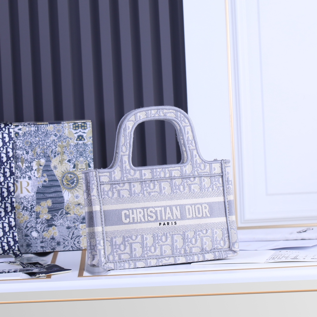 Replica Dior Oblique Embroidery Mini Book Tote