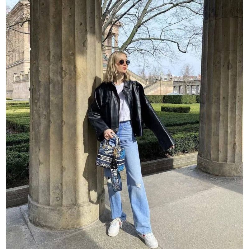 Replica Dior Medium Lady D-Lite Bag Blue Dior Palms Embroidery M0565