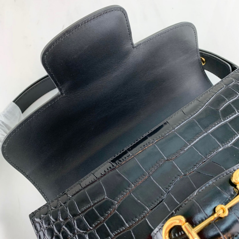 Replica Gucci 1955 Horsebit Crocodile Shoulder Bag 602204