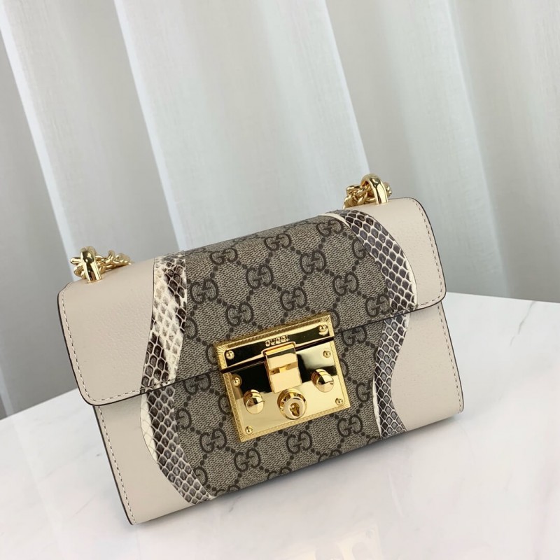 Replica Gucci Padlock Snakeskin Small Shoulder Bag 432182 White