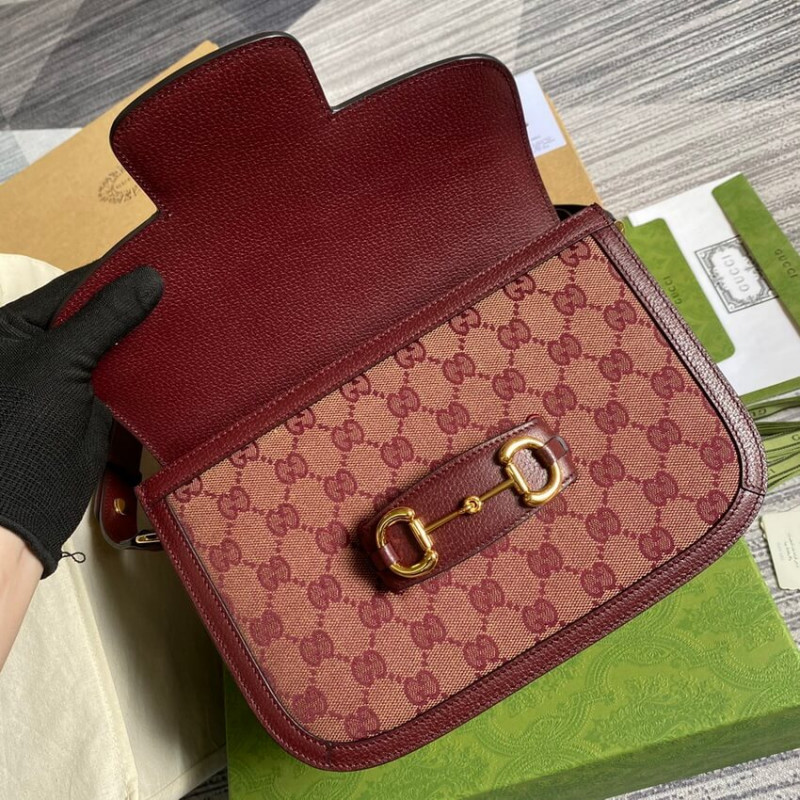 Replica Gucci Horsebit 1955 Small Bag 602204 In Burgundy Gg Canvas