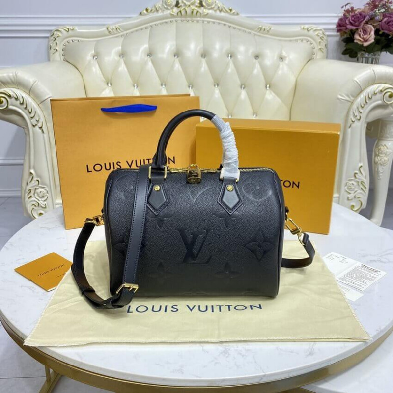 Replica Louis Vuitton Monogram Empreinte Speedy Bandouliere 25 Black