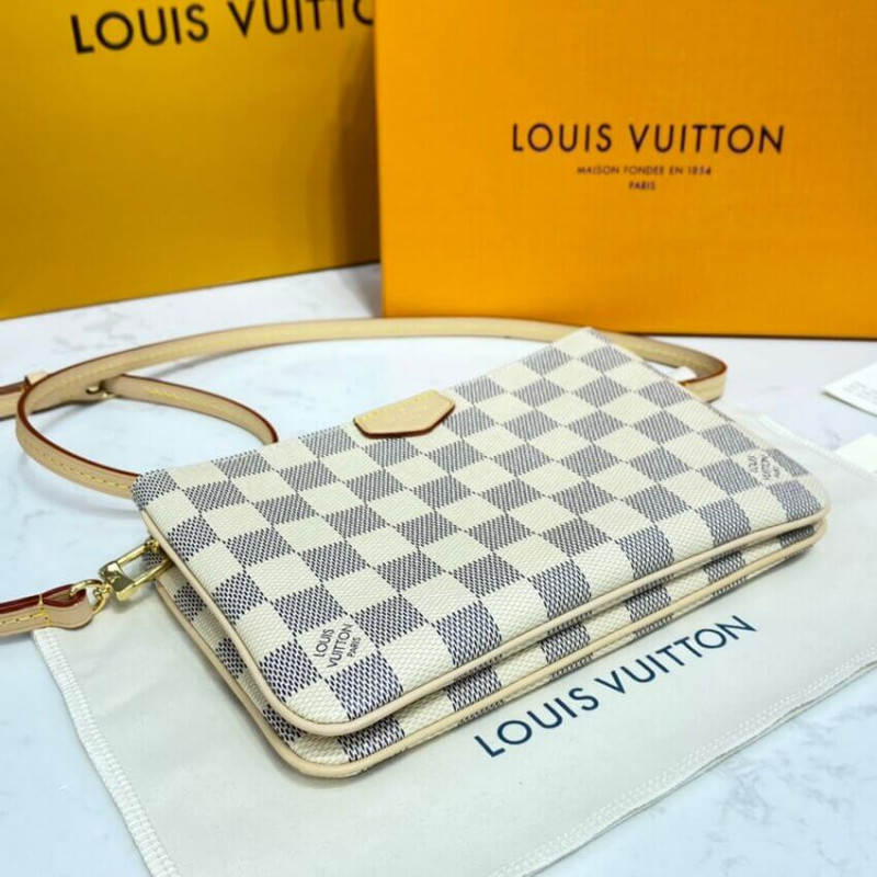 Replica Louis Vuitton Damier Azur Double Zip Pochette N60460