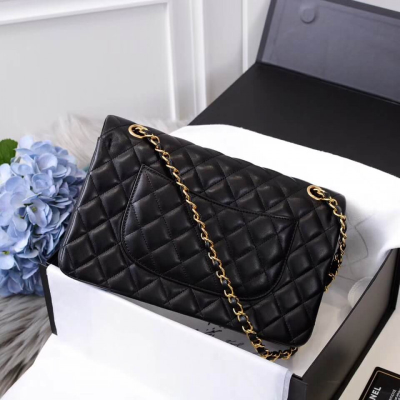 Replica Chanel 1112 Black Medium Size 2.55 Lambskin Leather Flap Bag
