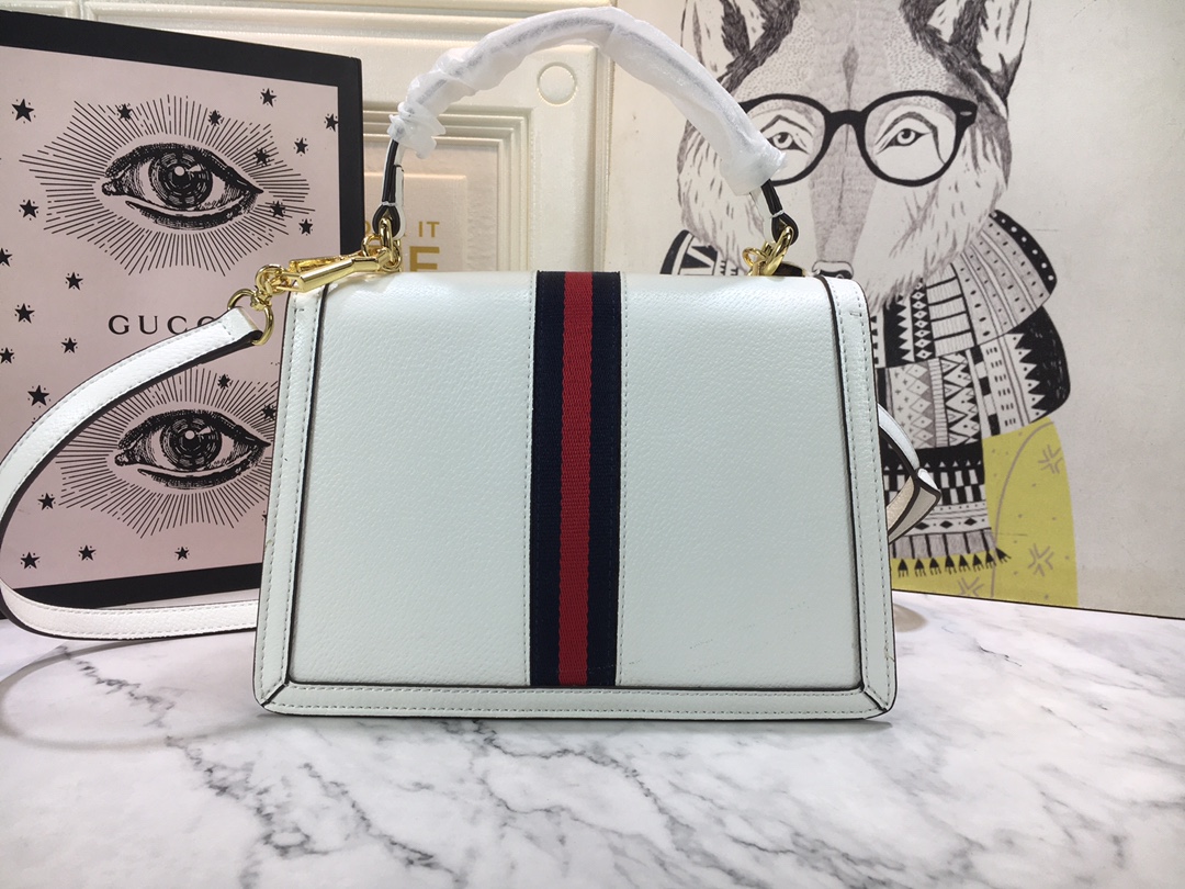 Replica Gucci Ophidia Small Top Handle Bag With Web Black/White