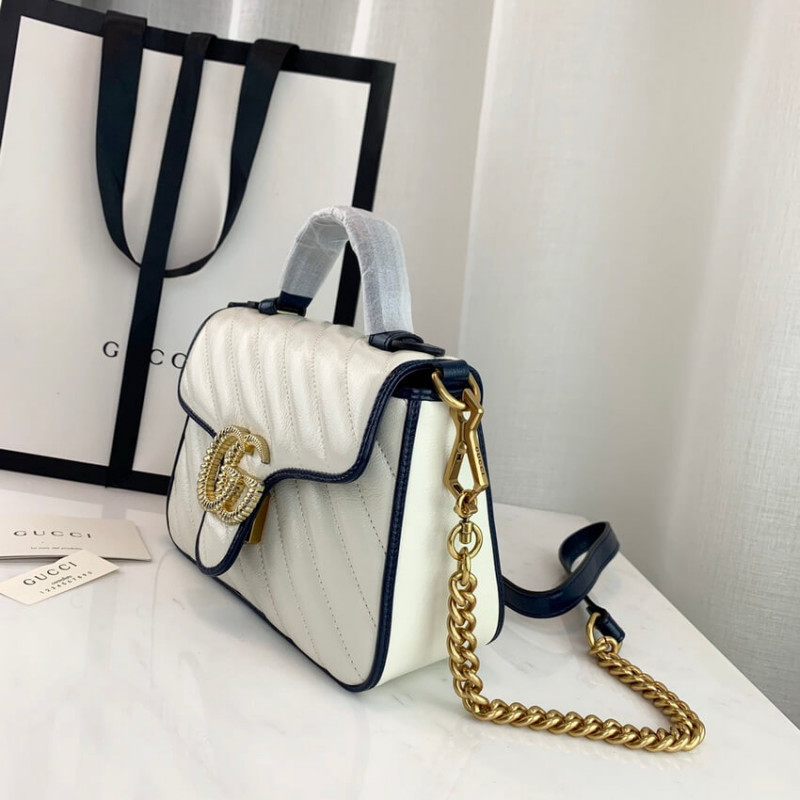 Replica Gucci Gg Marmont Mini Top Handle Bag 583571 White
