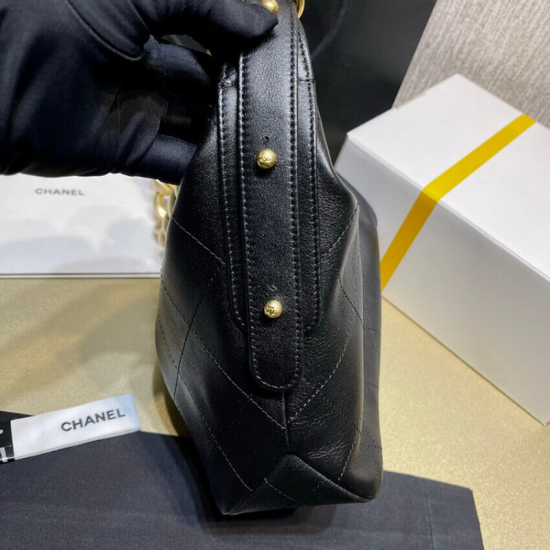 Replica Chanel Black Calfskin Leathe Hobo Bag As2910