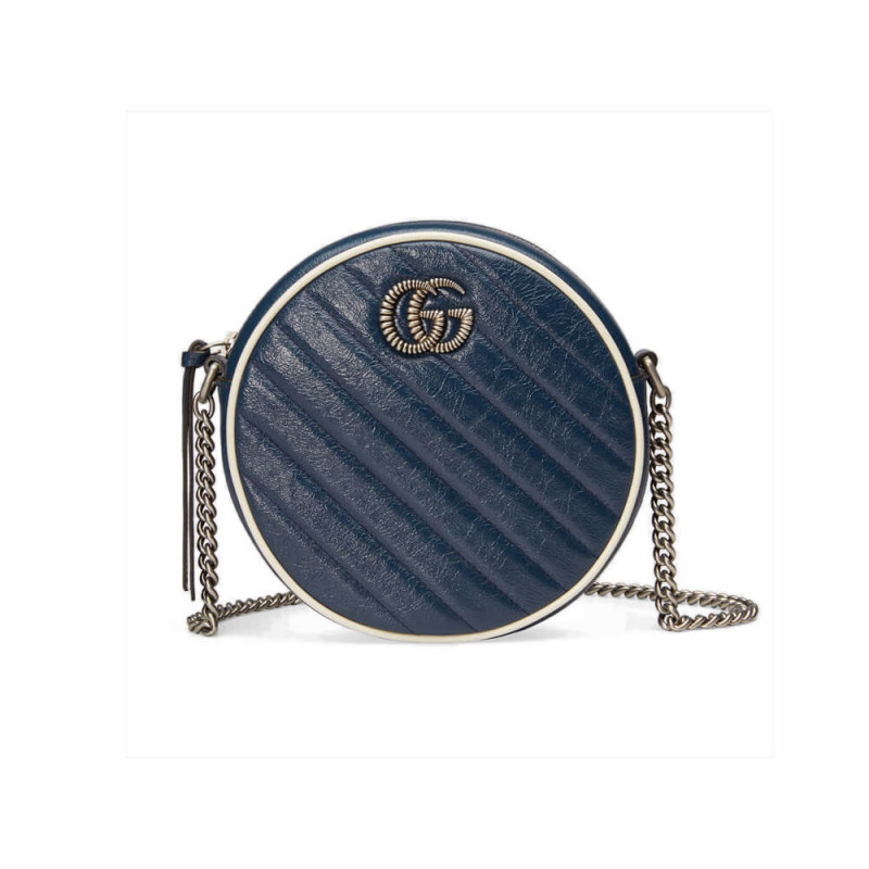 Replica Gucci Gg Marmont Mini Round Shoulder Bag 550154 Blue