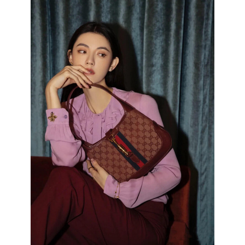 Replica Gucci Jackie 1961 Small Shoulder Bag 636706 In Burgundy Gg Canvas