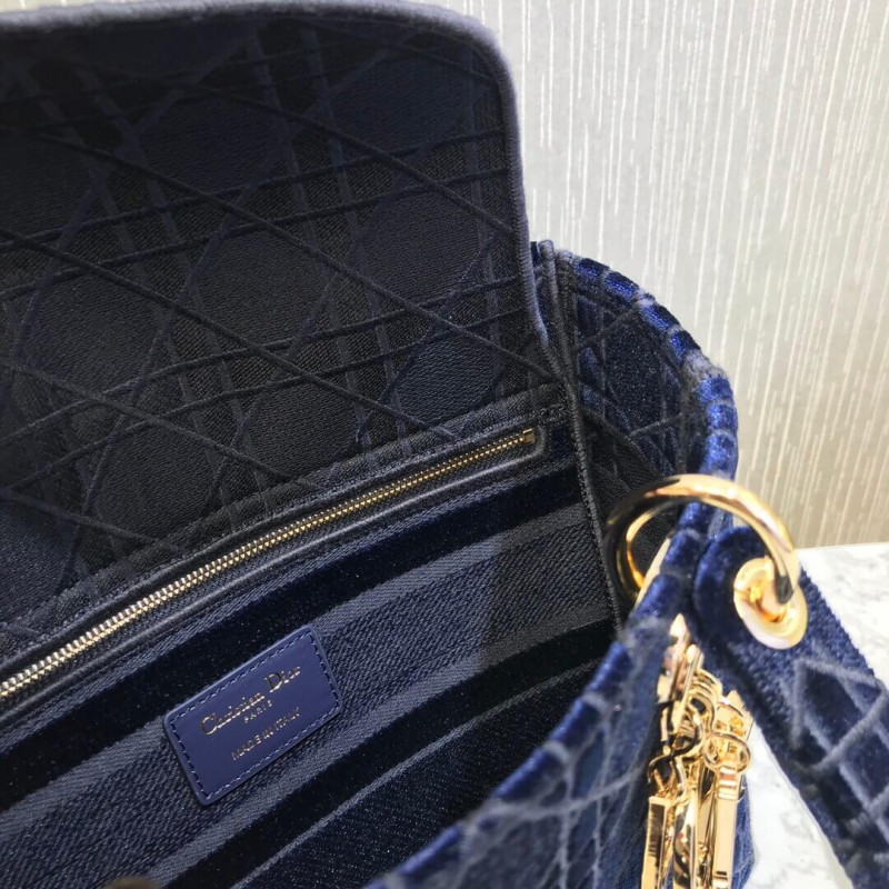 Replica Dior Medium Lady D-Lite Bag Embroidered Velvet M0565O