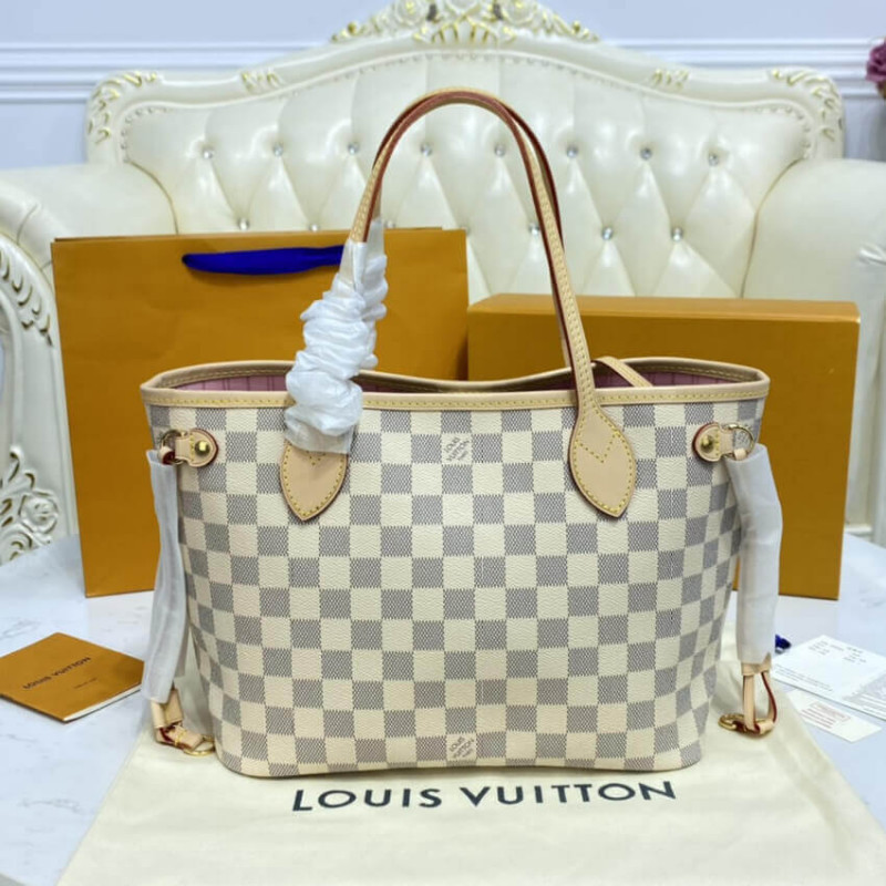 Replica Louis Vuitton Damier Azur Neverfull Pm N41362 Pink