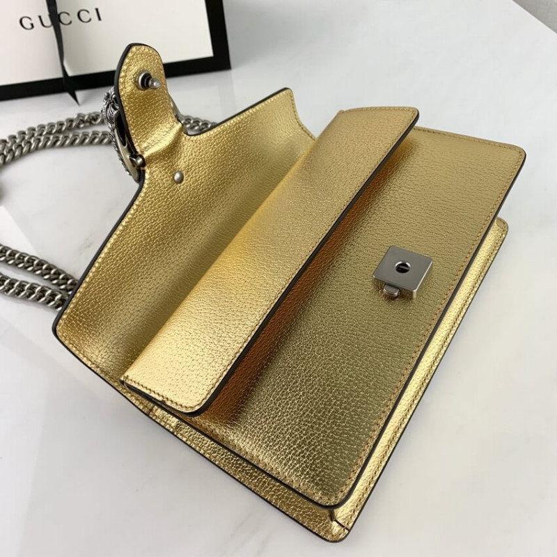 Replica Gucci Dionysus Small Shoulder Bag In Gold Lame Leather 499623