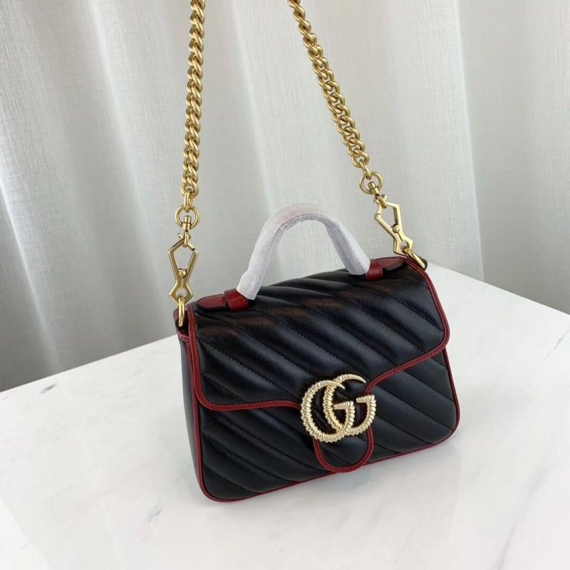 Replica Gucci Gg Marmont Mini Top Handle Bag 583571 Black