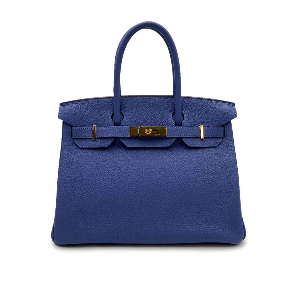 Hermes Birkin 30 Togo Blue Electric D Engraved Handbag