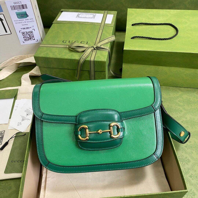 Replica Gucci Horsebit 1955 Small Shoulder Bag 602204 Green Leather