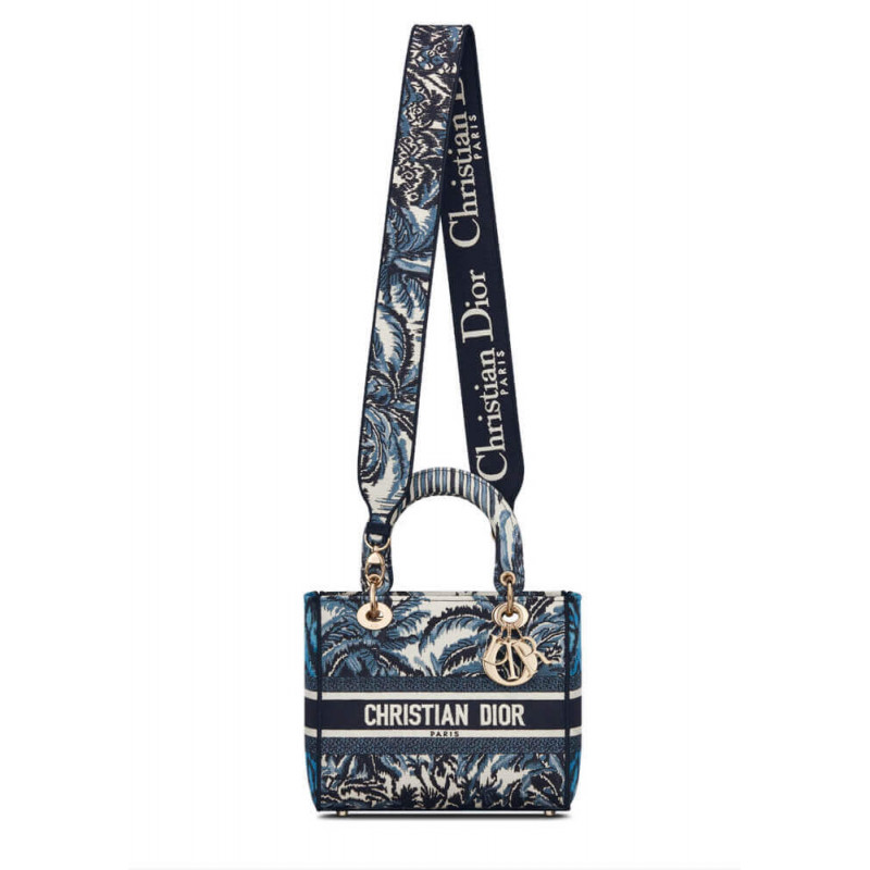 Replica Dior Medium Blue Alms Embroidery Lady D-Lite Bag M0565