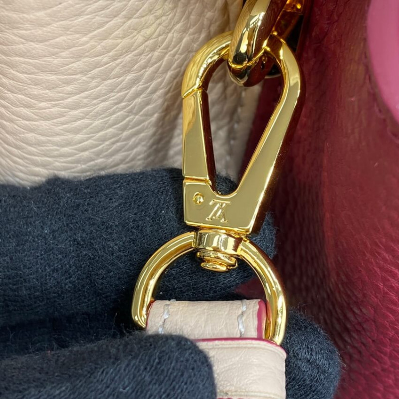 Replica Louis Vuitton Capucines Bb M59061 Eggshell/Lie De Vin Red