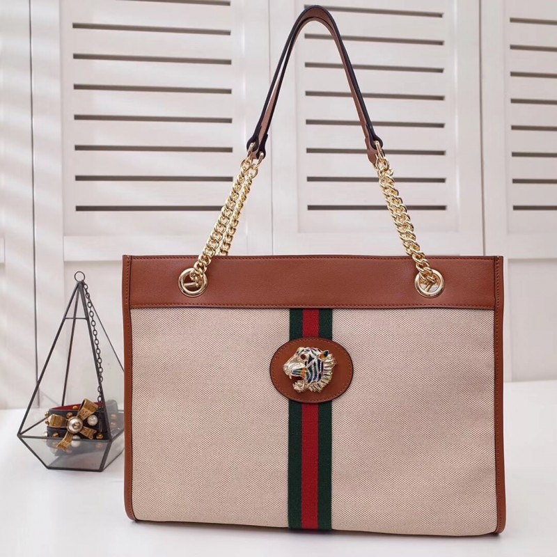 Replica Gucci Vintage Canvas Rajah Gg Tweed Large Tote 537219