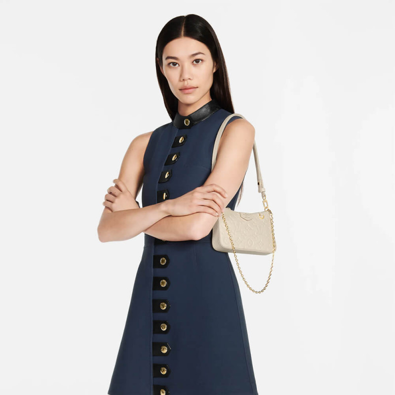 Replica Louis Vuitton Monogram Empreinte Easy Pouch On Strap M81066 Creme Aaa