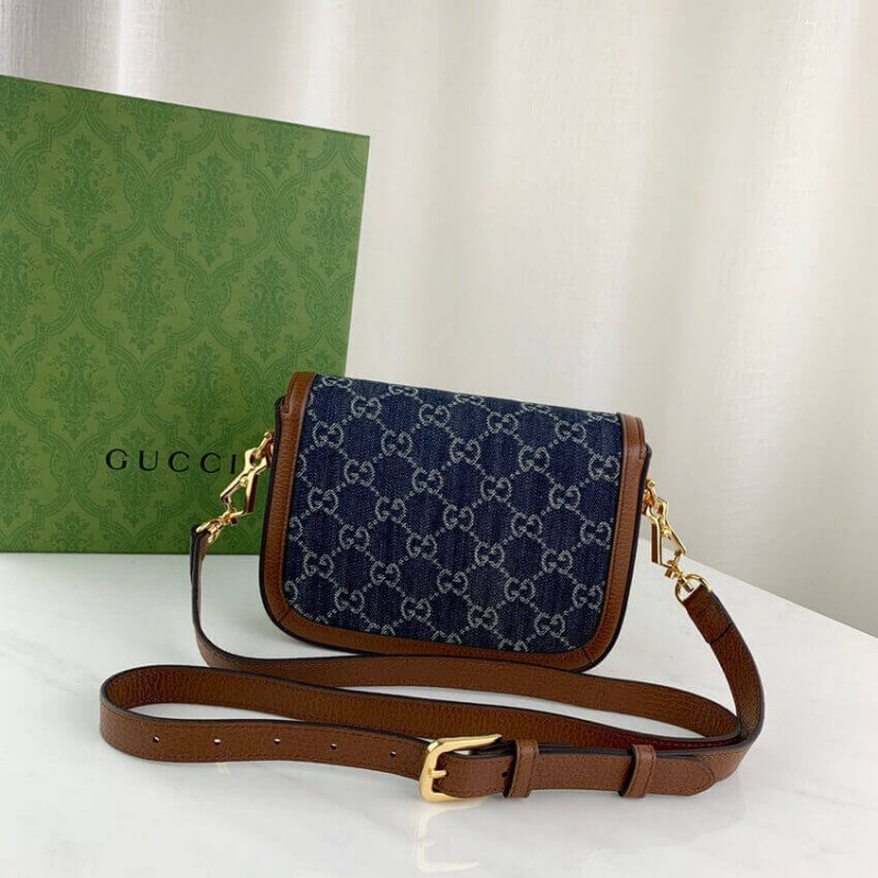 Replica Gucci Horsebit 1955 Denim Mini Bag 658574