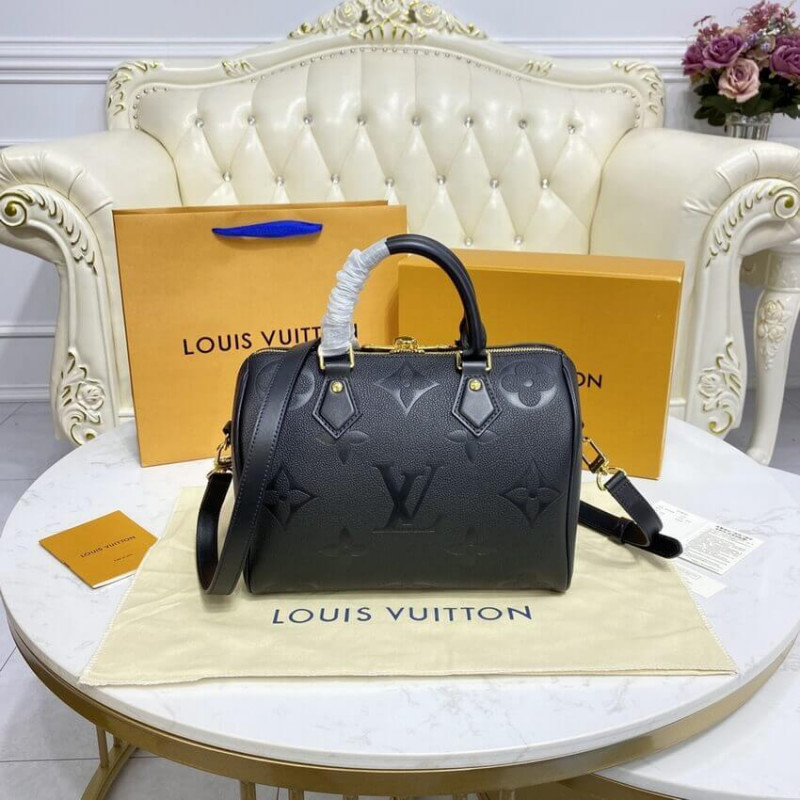 Replica Louis Vuitton Monogram Empreinte Speedy Bandouliere 25 Black