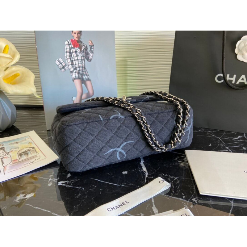 Replica Chanel Denim Classic Flap Jumbo Large Bag As2072