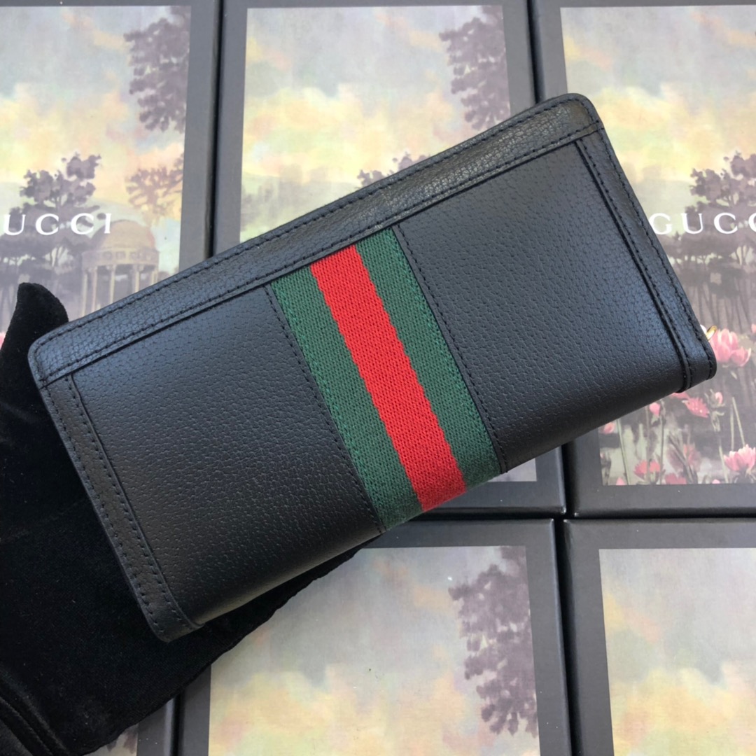 Replica Gucci Ophidia Zip Around Wallet Black/White