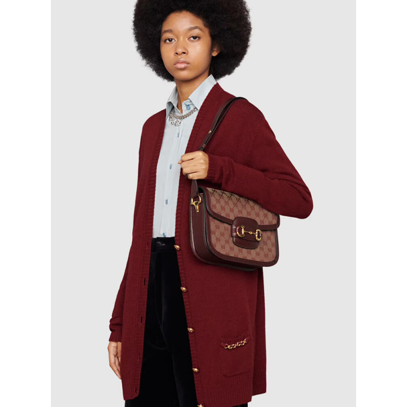 Replica Gucci Horsebit 1955 Small Bag 602204 In Burgundy Gg Canvas
