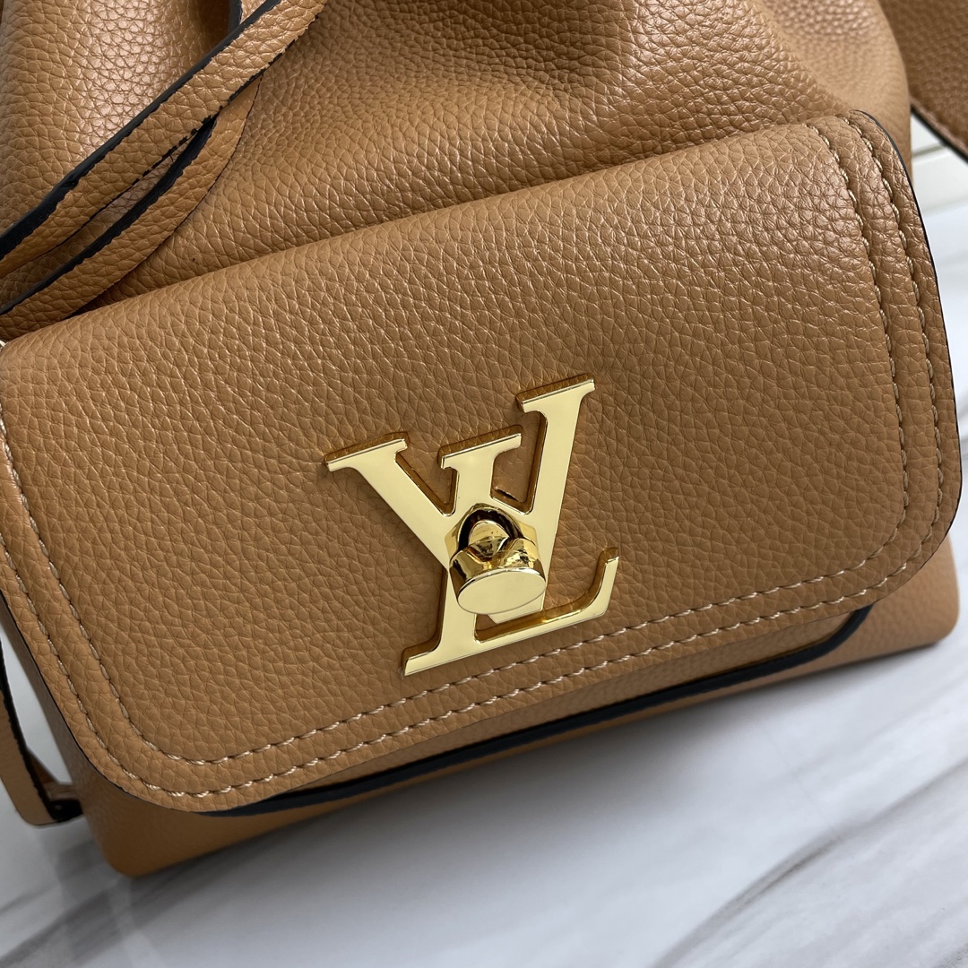 Replica Louis Vuitton Lockme Bucket Black/Brown/Grey